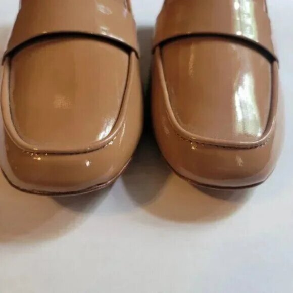 Antonio Melani Ashville Patent Leather Penny Loafers Block Heel Nude - Picture 10 of 11
